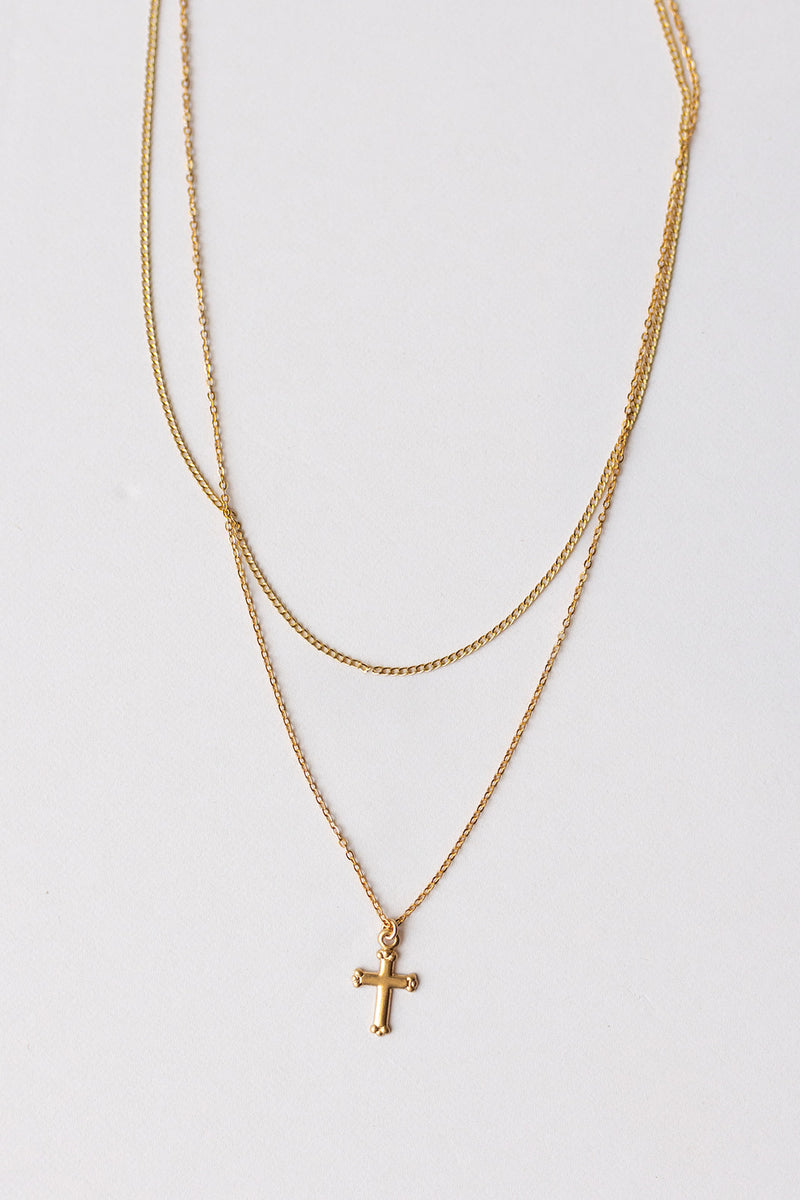 double chain w cross necklace