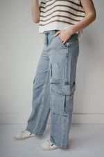 low rise cargo jeans