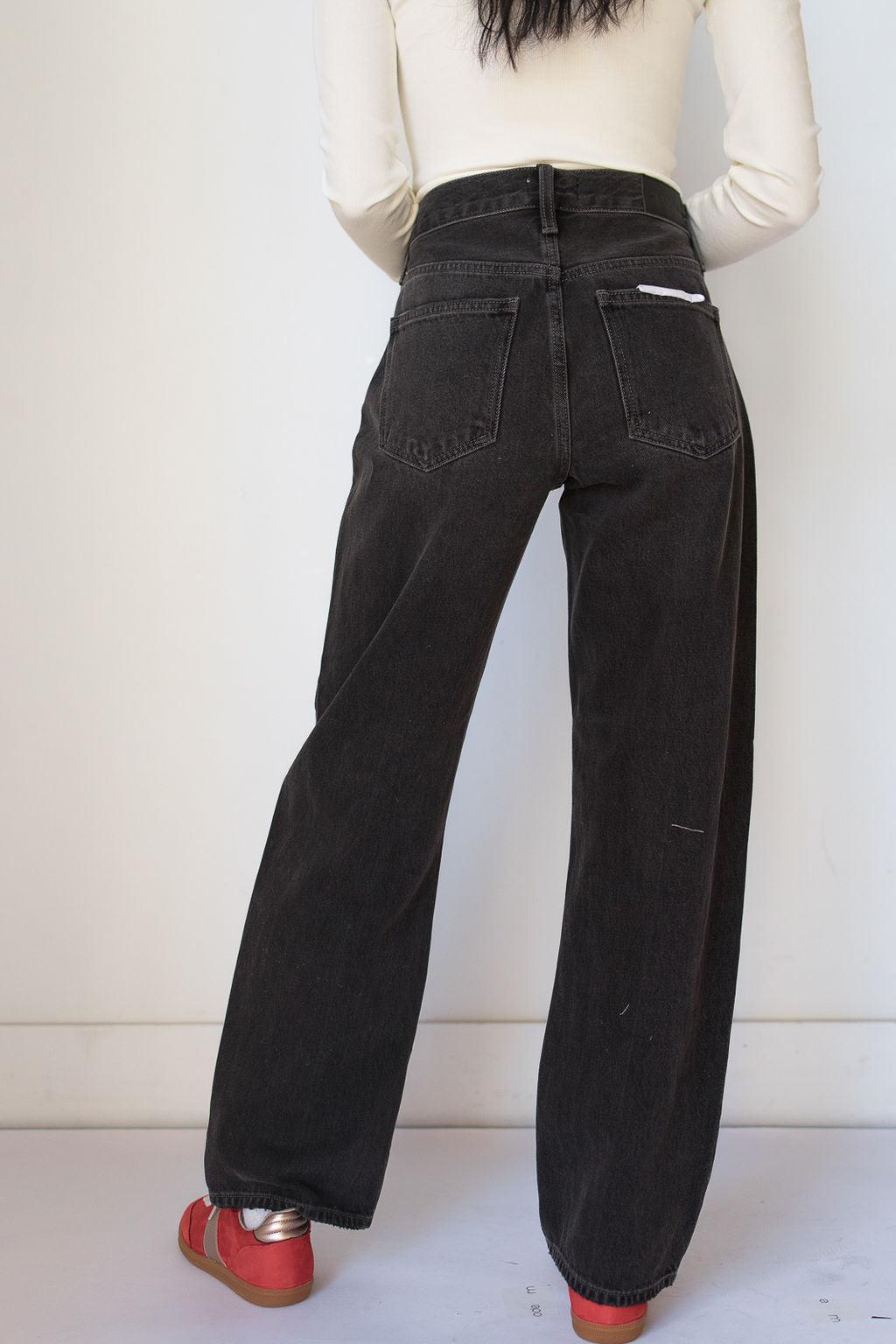 mode, lexi mid rise bowed straight jean