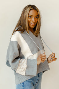 mode, stripes + patches sweater