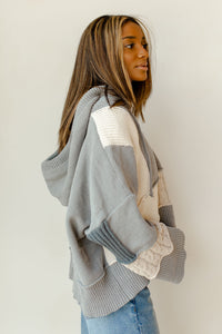 mode, stripes + patches sweater