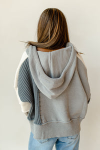 mode, stripes + patches sweater