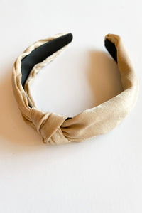 mode, satin top knot headband