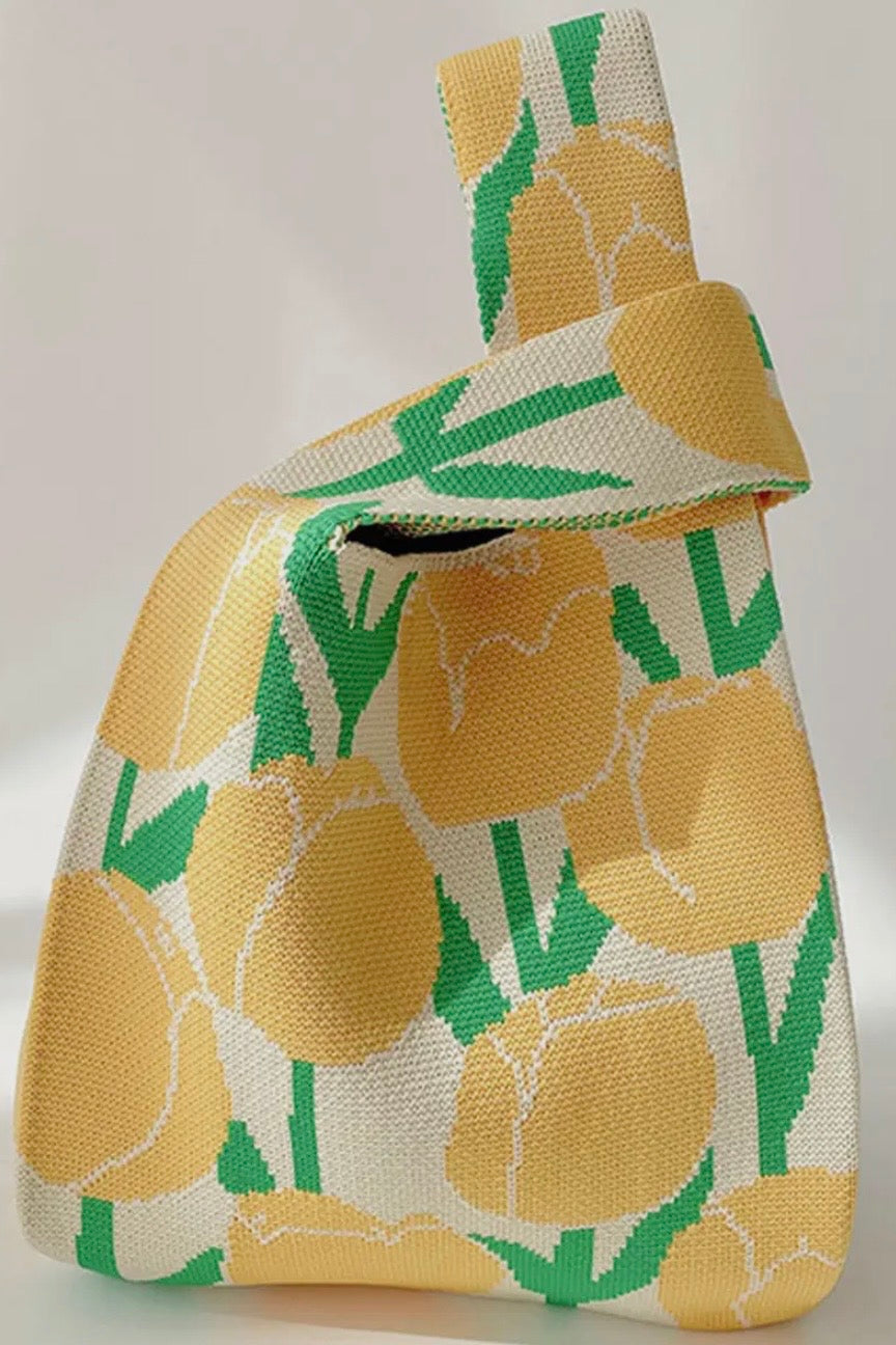 New blooms knit tote
