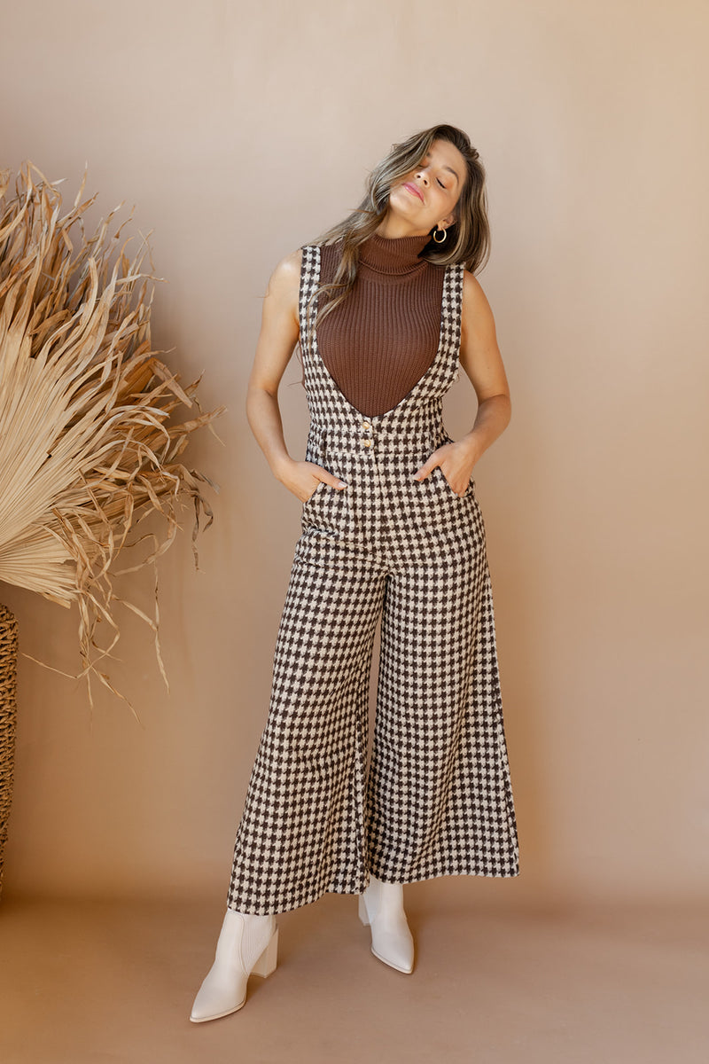 mode, penelope houndstooth jumpsuit