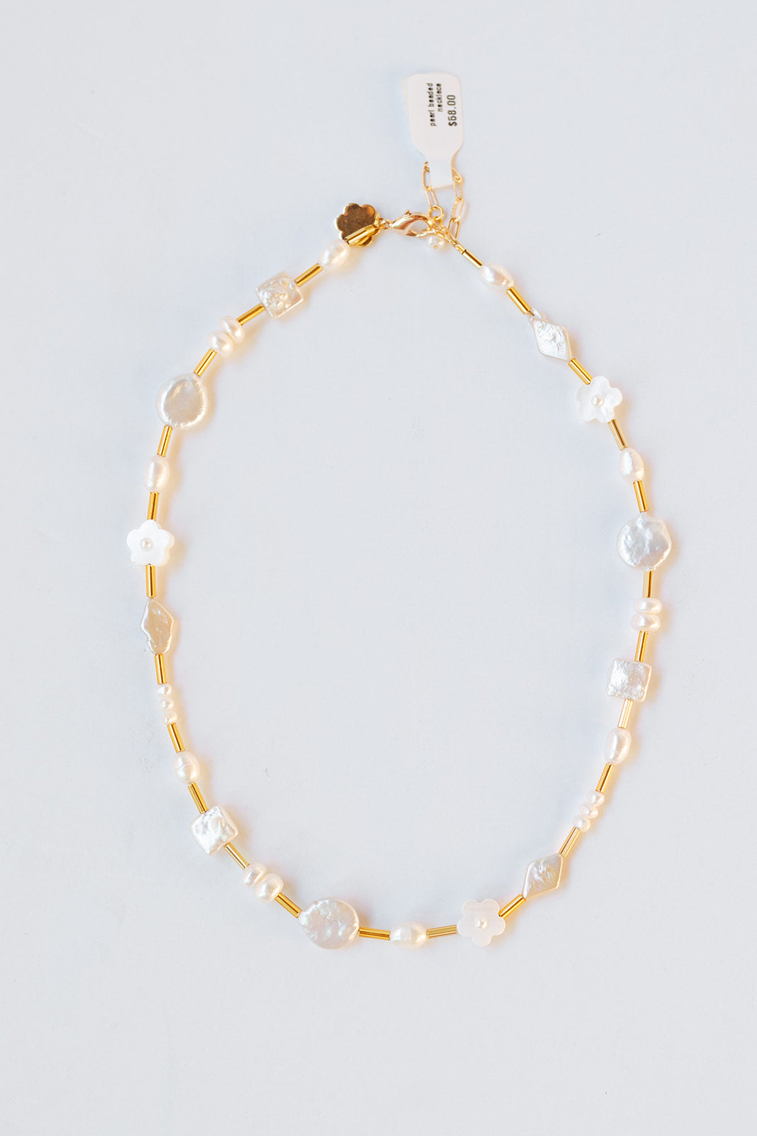 mode, pearl beaded necklace