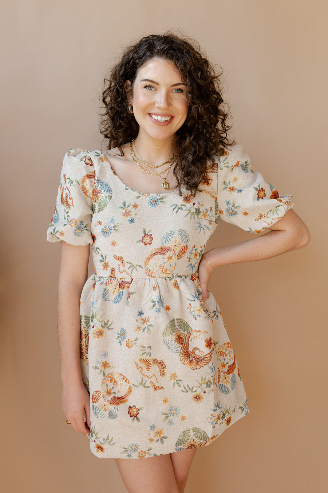 mode, aurora floral mini dress