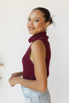 mode, turtleneck knit sleeveless top