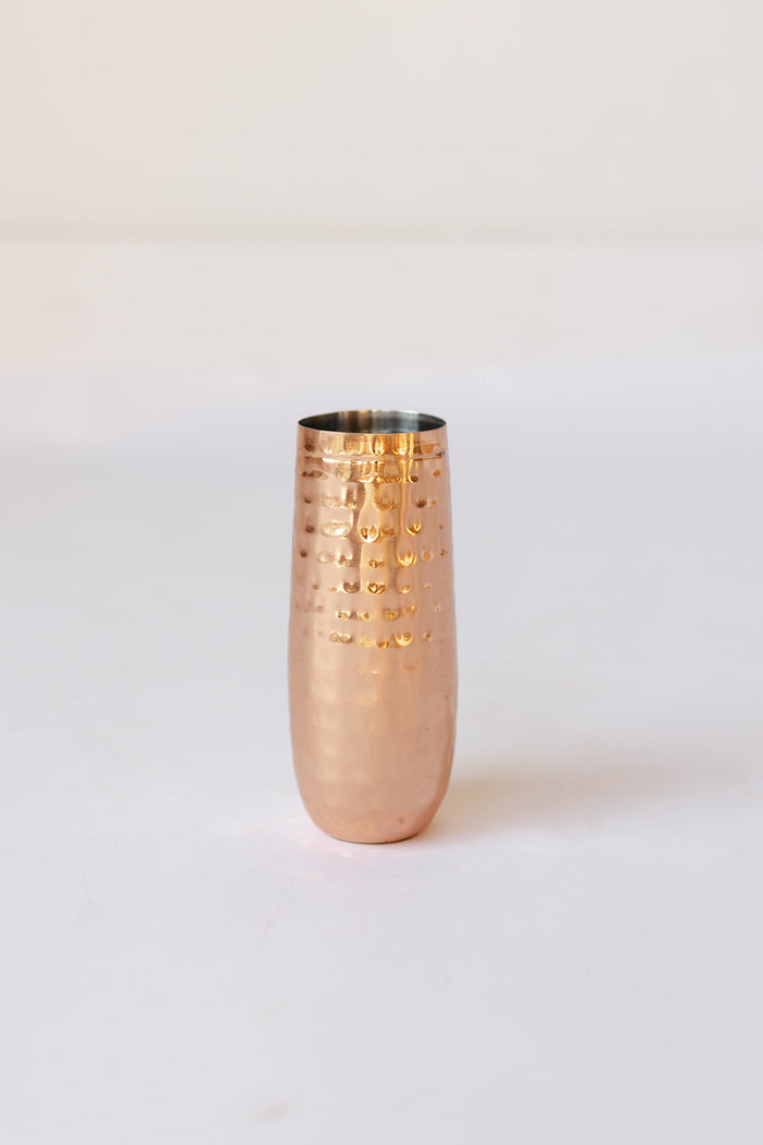 mode, hammered copper champagne flute