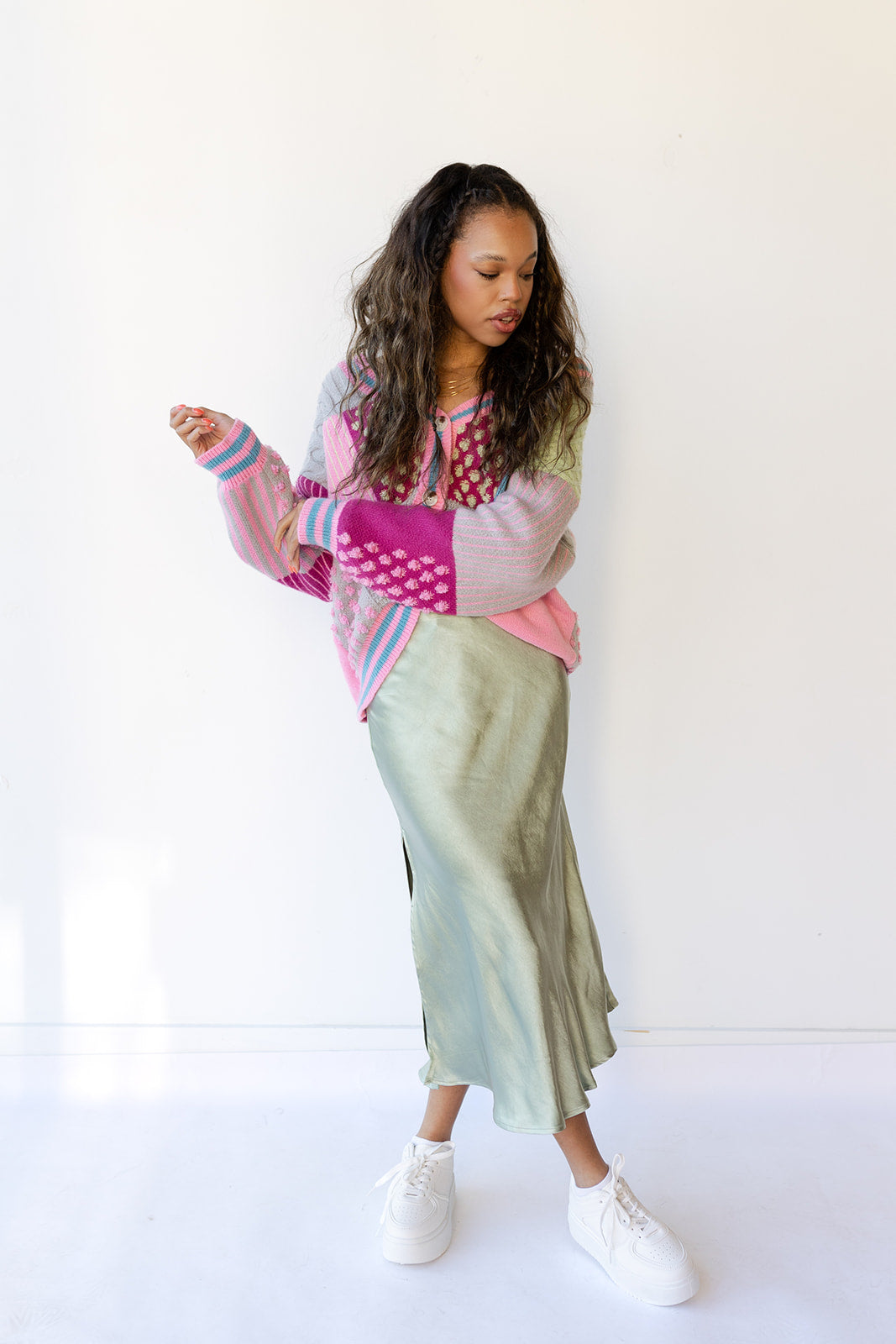 mode, wild roses cardigan