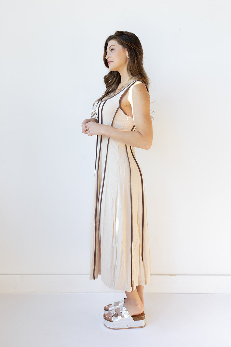 mode, leia linen midi dress