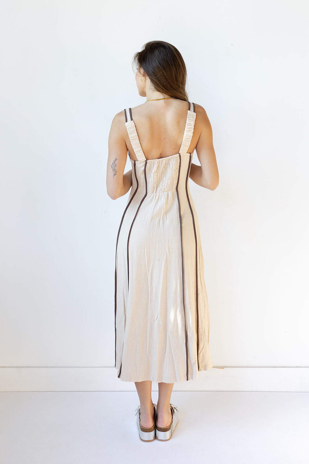 mode, leia linen midi dress
