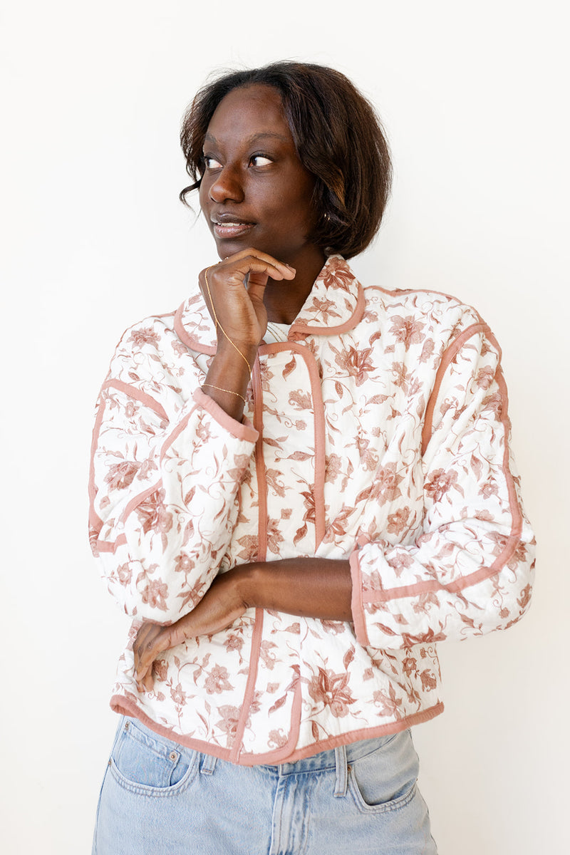 mode, quilted petal jacket