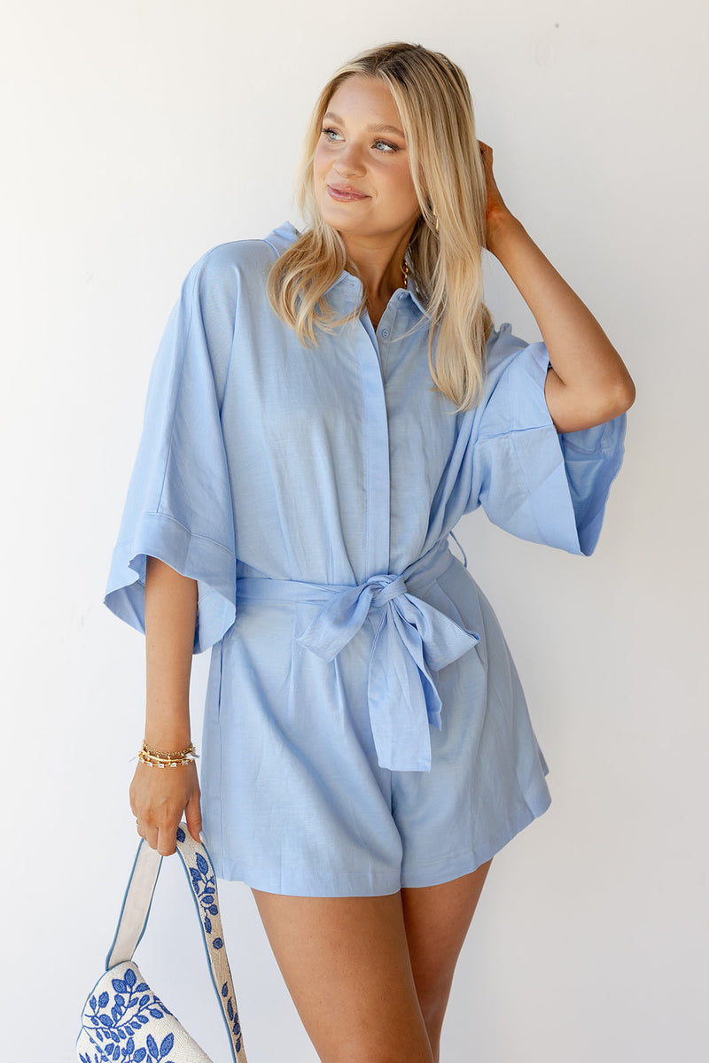 mode, maryam button down romper