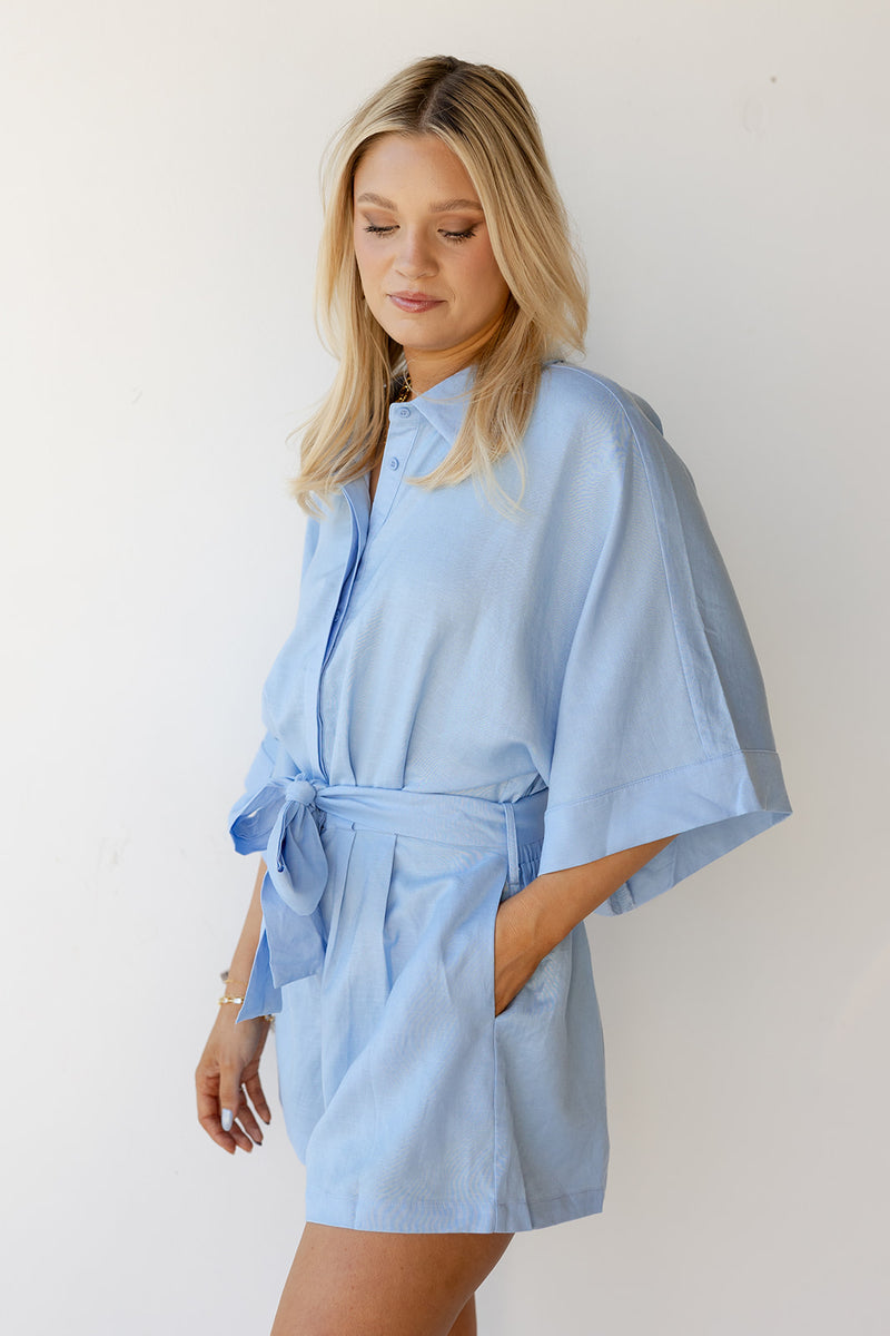 mode, maryam button down romper