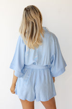mode, maryam button down romper