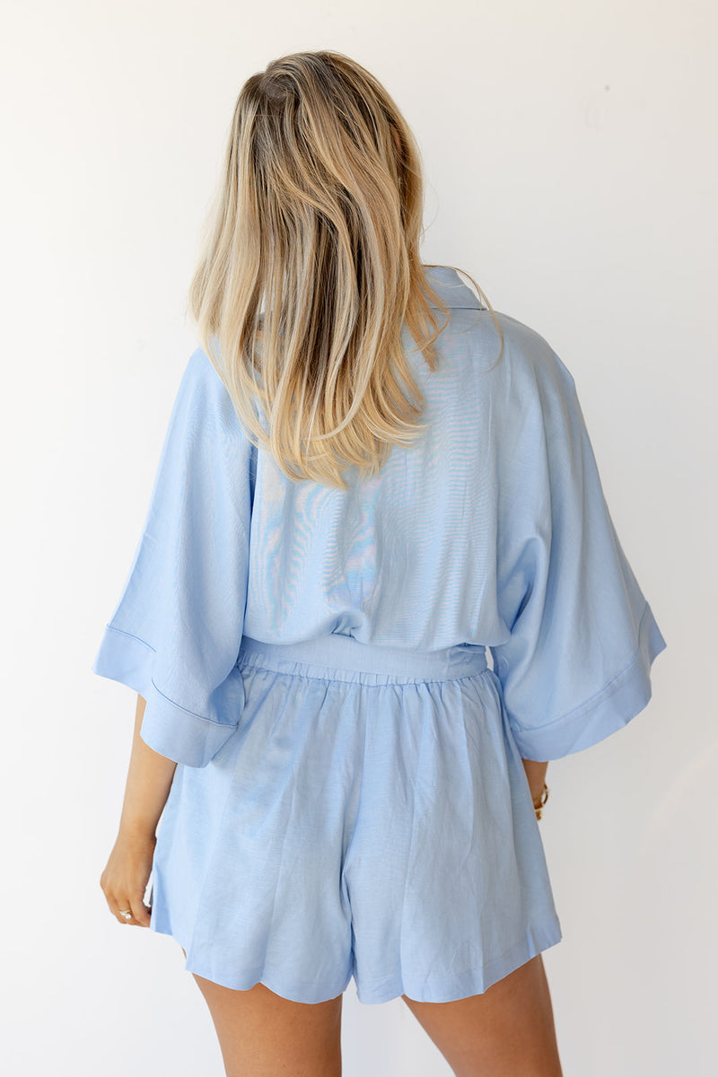 mode, maryam button down romper
