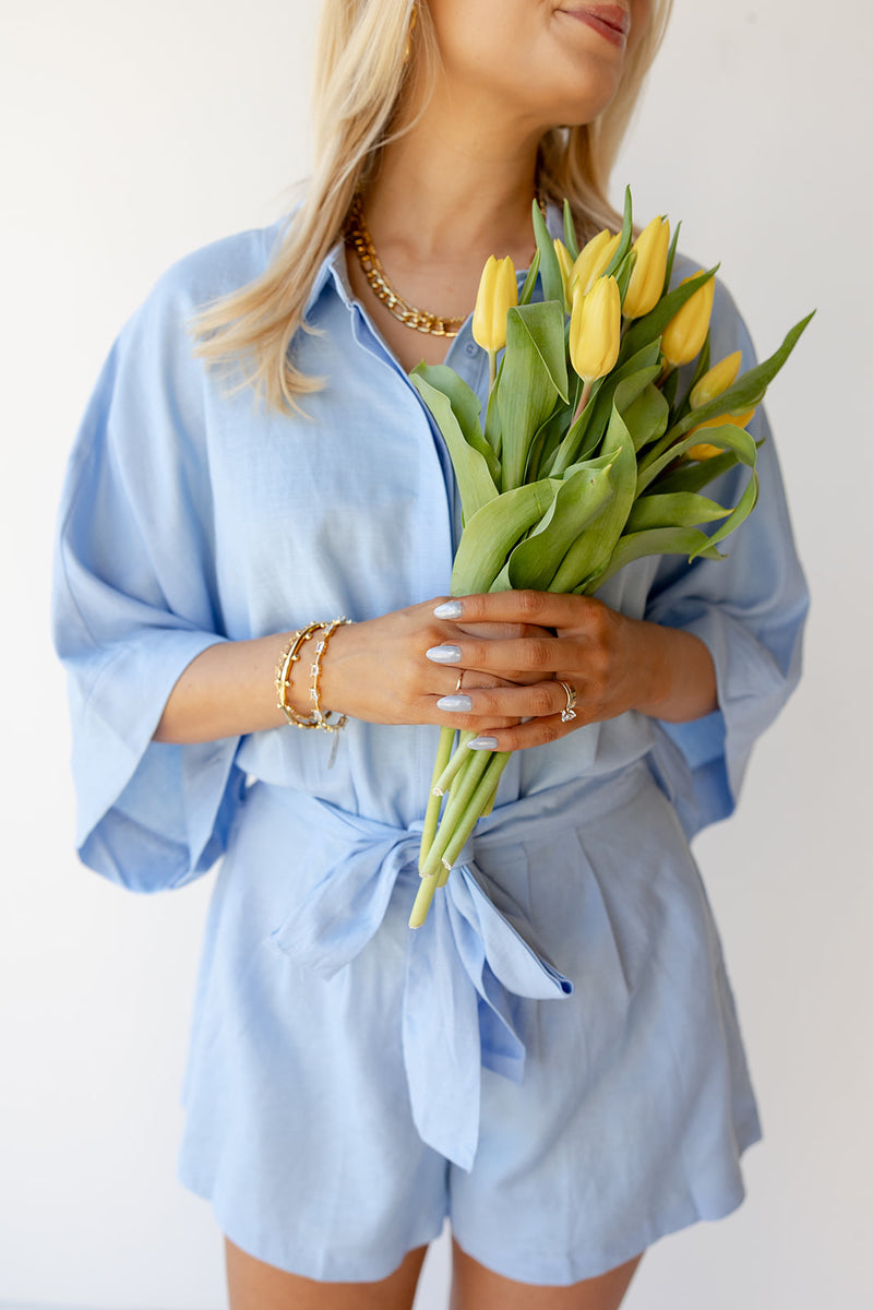 mode, maryam button down romper