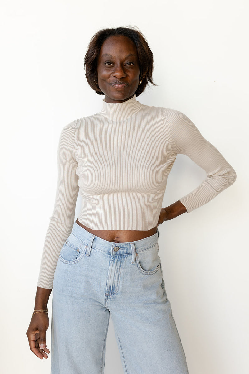 mode, ophelia mock neck top
