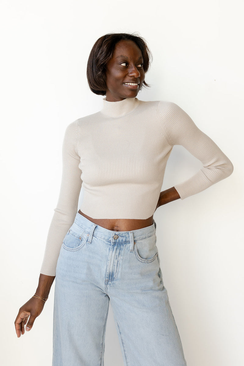mode, ophelia mock neck top