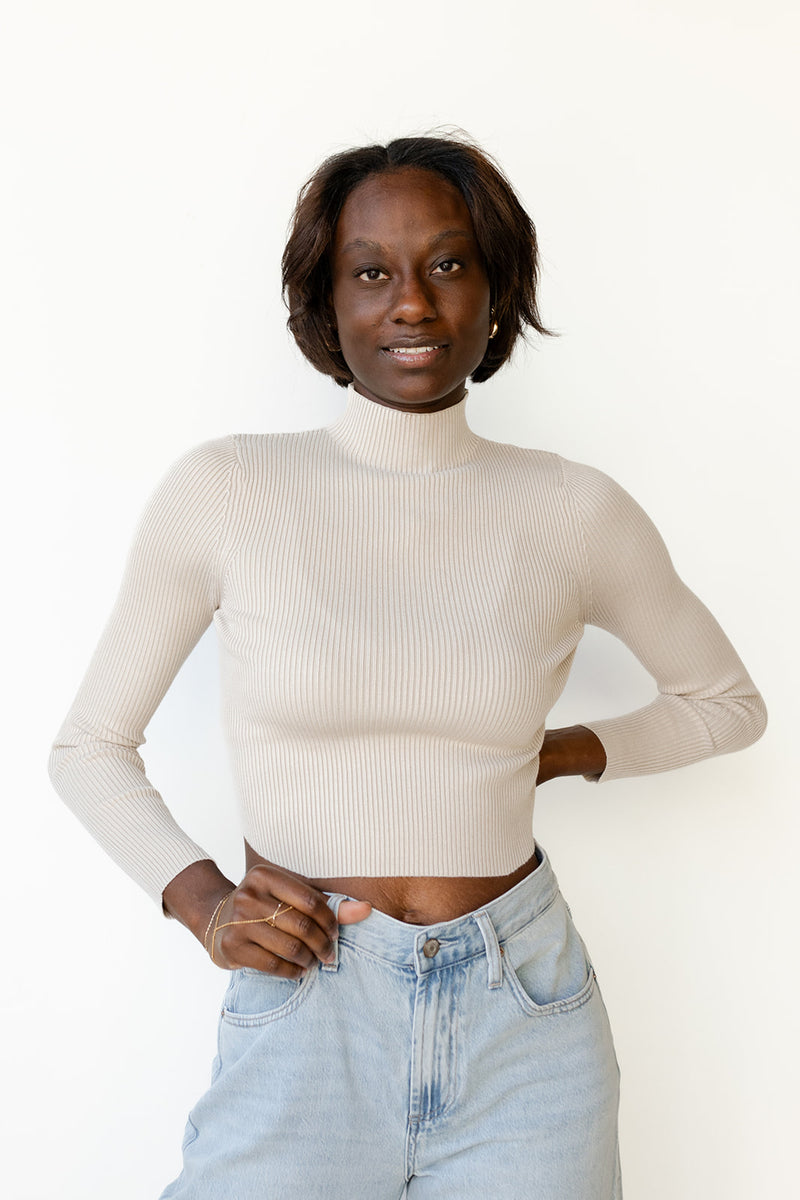 mode, ophelia mock neck top