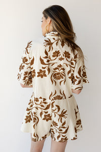 mode, moana floral shirt romper
