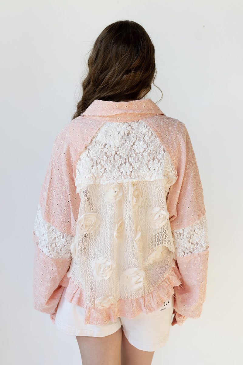 mode, flower + pearl detail jacket