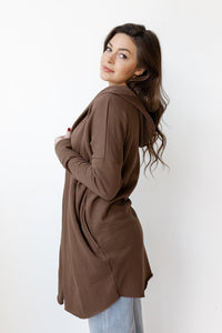 mode, longline hoodie cardigan