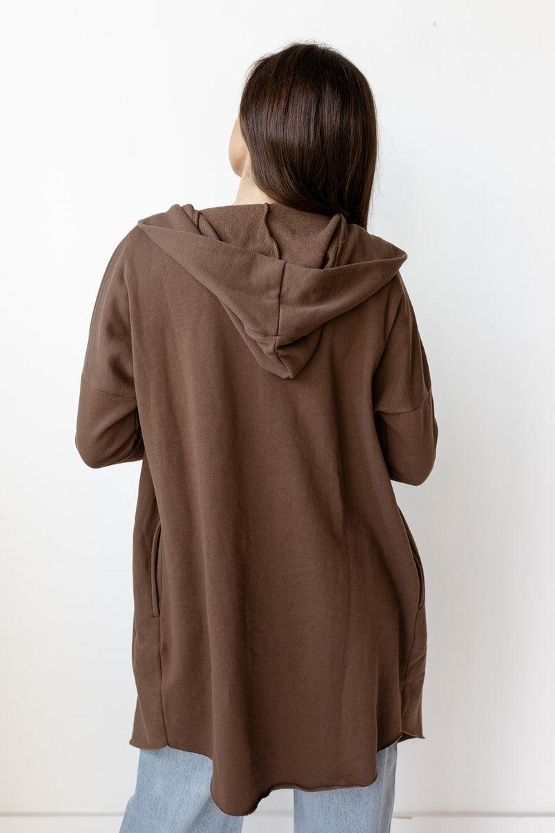 mode, longline hoodie cardigan