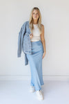 mode, french satin fishtail skirt