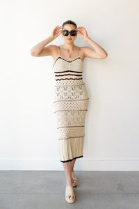 mode, bianca crochet striped maxi dress