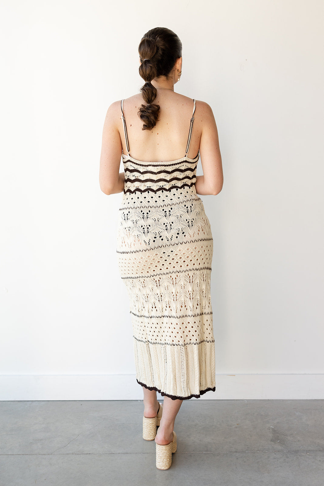 mode, bianca crochet striped maxi dress