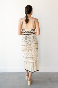 mode, bianca crochet striped maxi dress