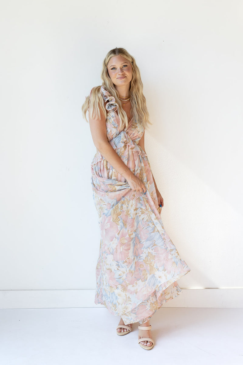mode, brynn ruffle maxi dress