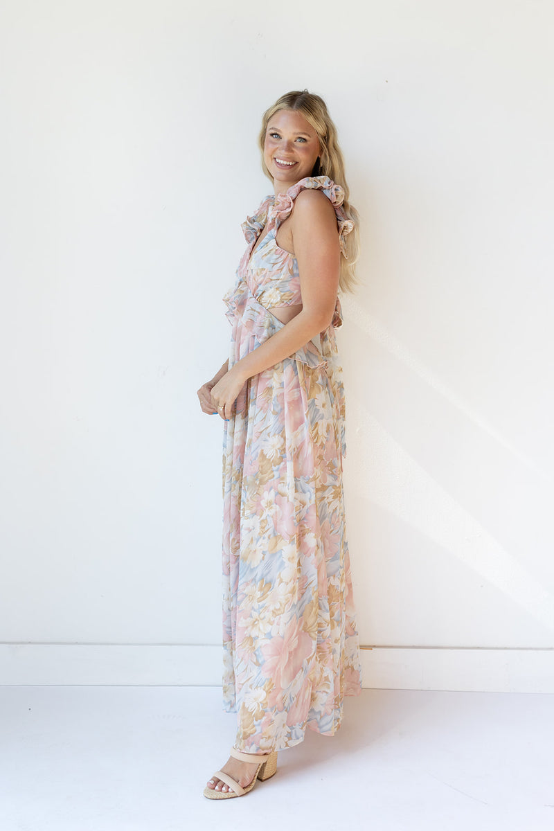 mode, brynn ruffle maxi dress