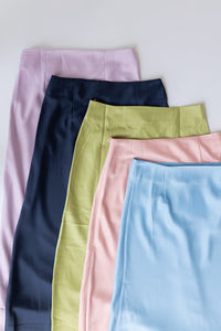 mode, french satin fishtail skirt