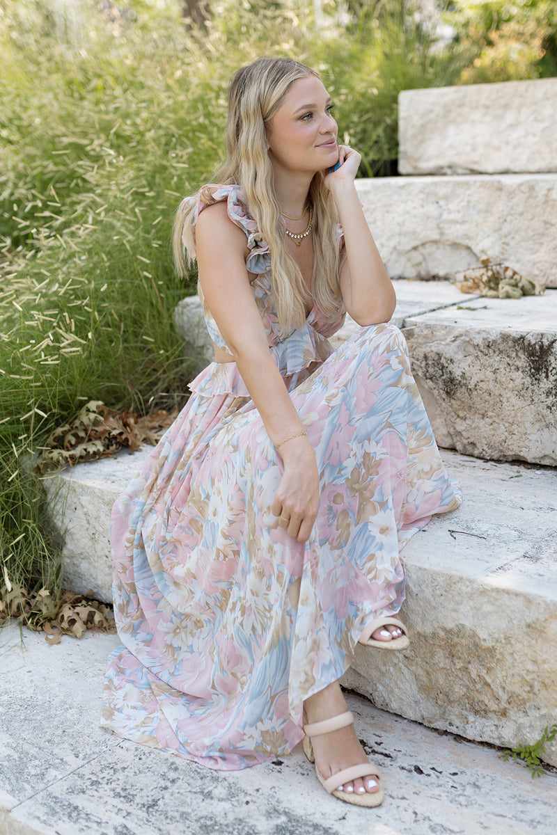 mode, brynn ruffle maxi dress