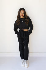 mode, treasure crop sweatshirt