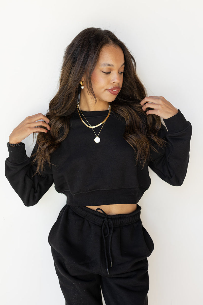 mode, treasure crop sweatshirt