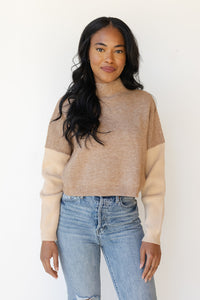 mode, makenna color block sweater