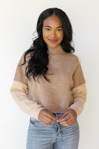 mode, makenna color block sweater