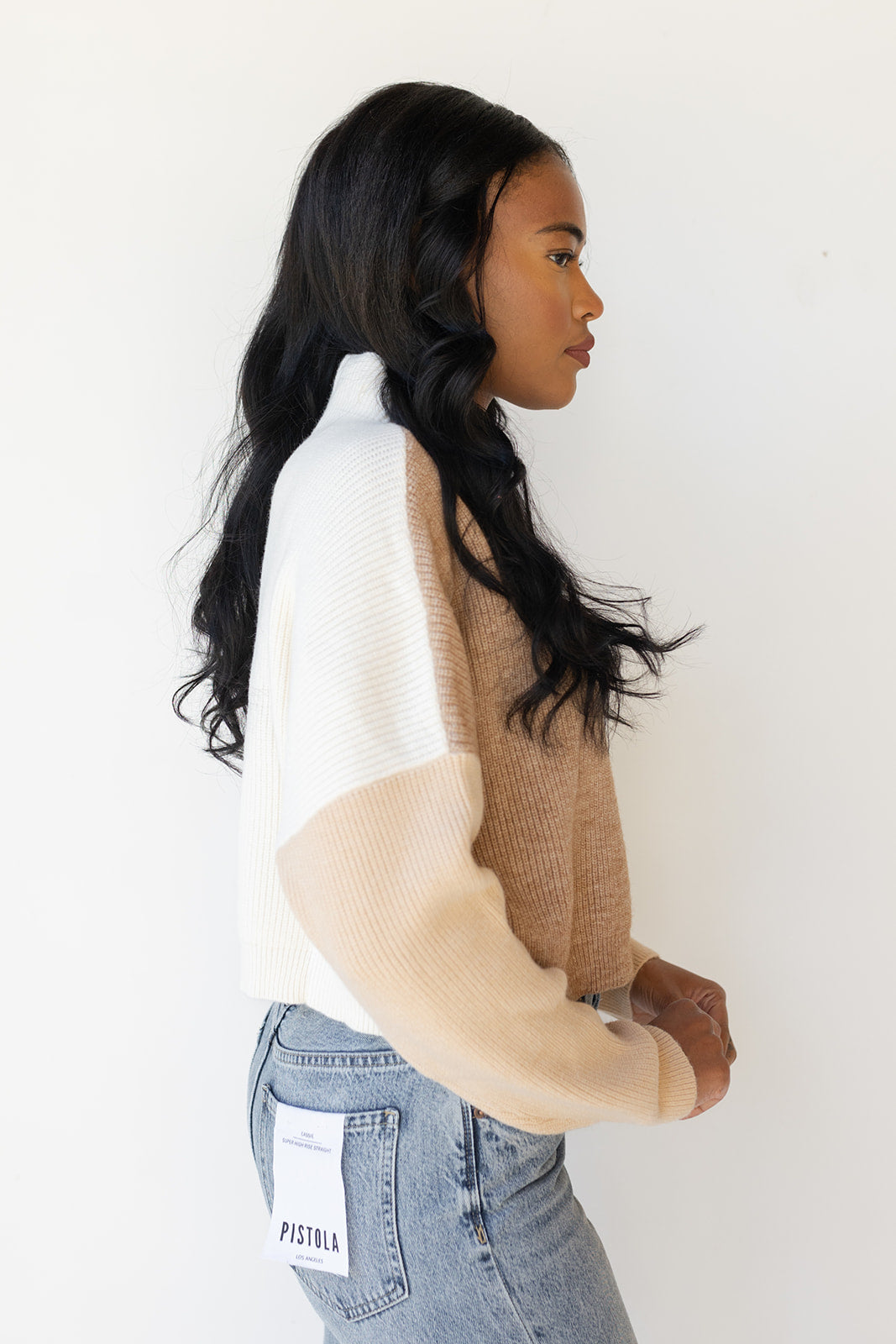 mode, makenna color block sweater