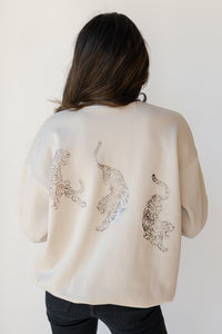 mode, tiger silver foil sweatshirt