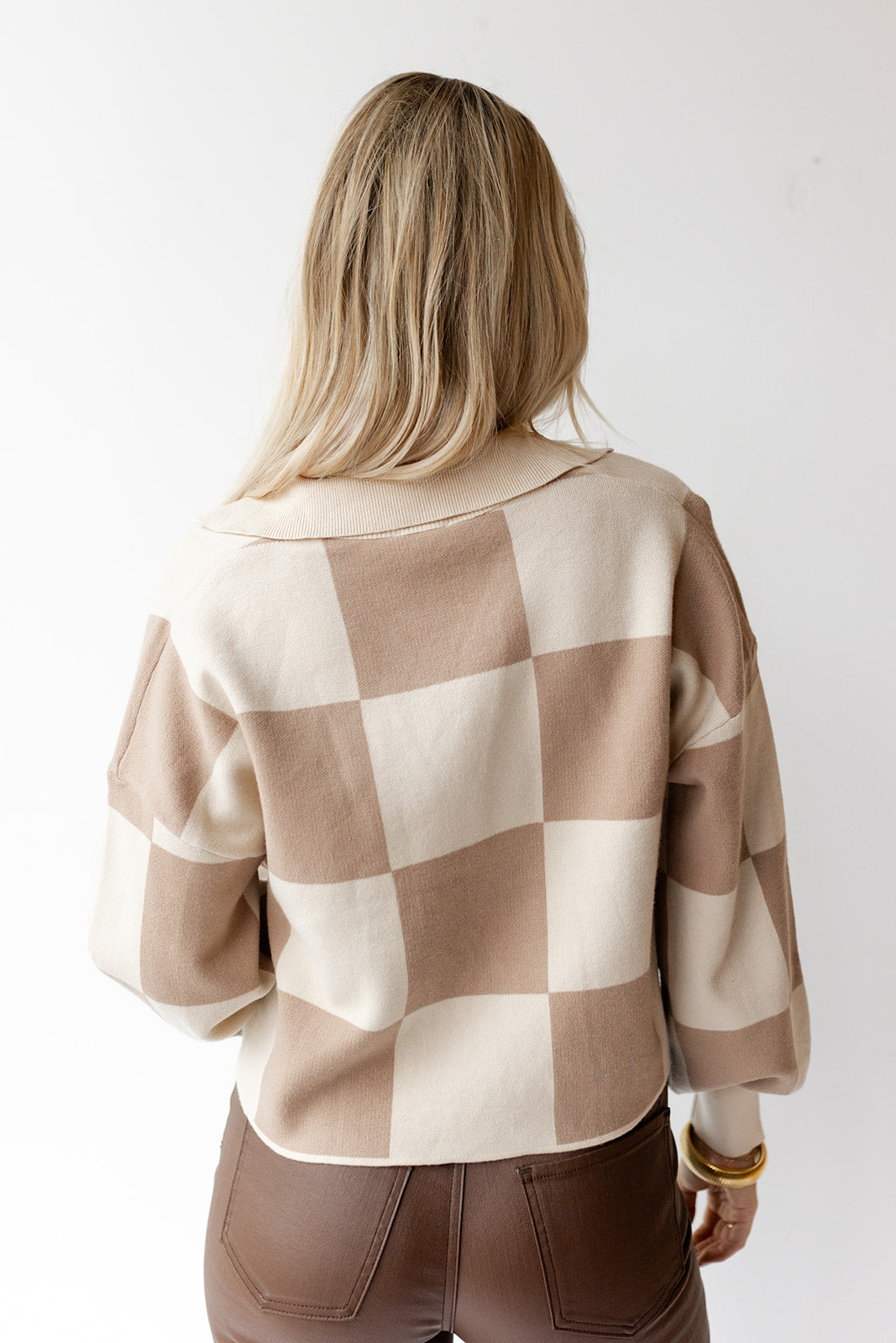 mode, carmen checkered sweater pullover
