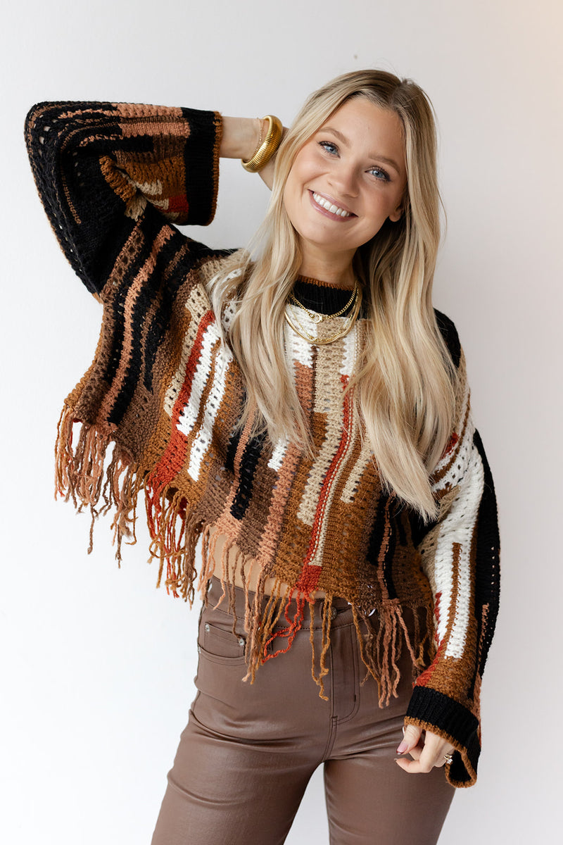 mode, renata fringe sweater