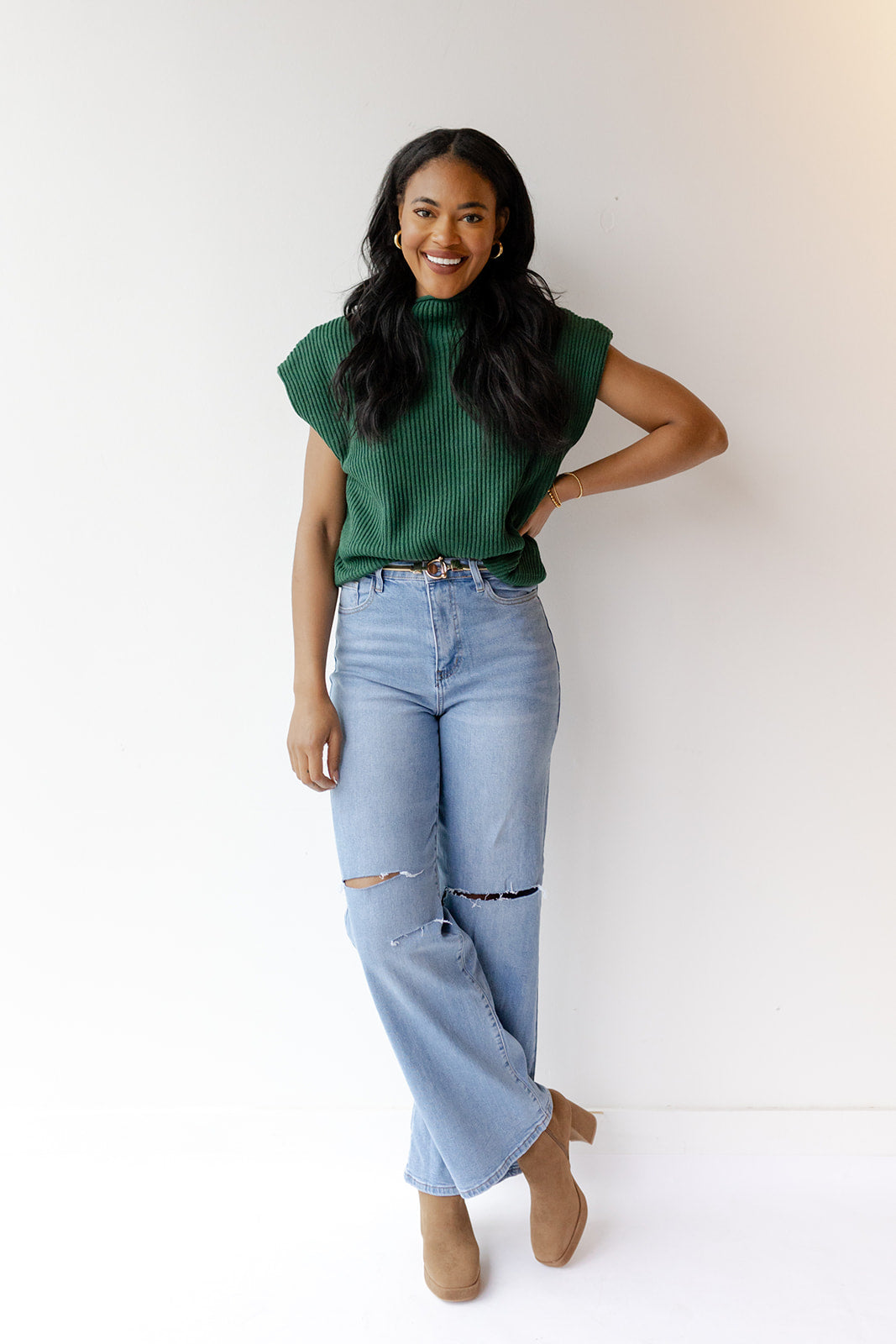 mode, simone power shoulder sweater