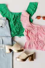 mode, hadley ruffle top