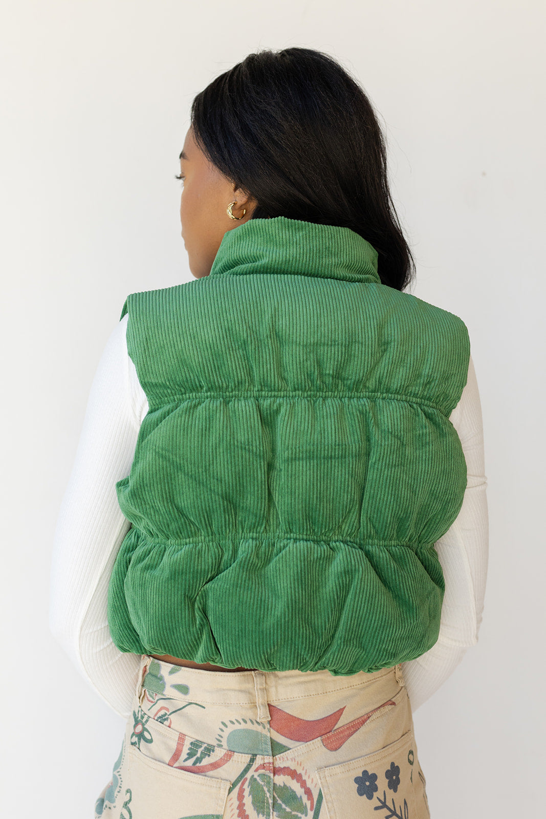 mode, cleo corduroy puffer vest