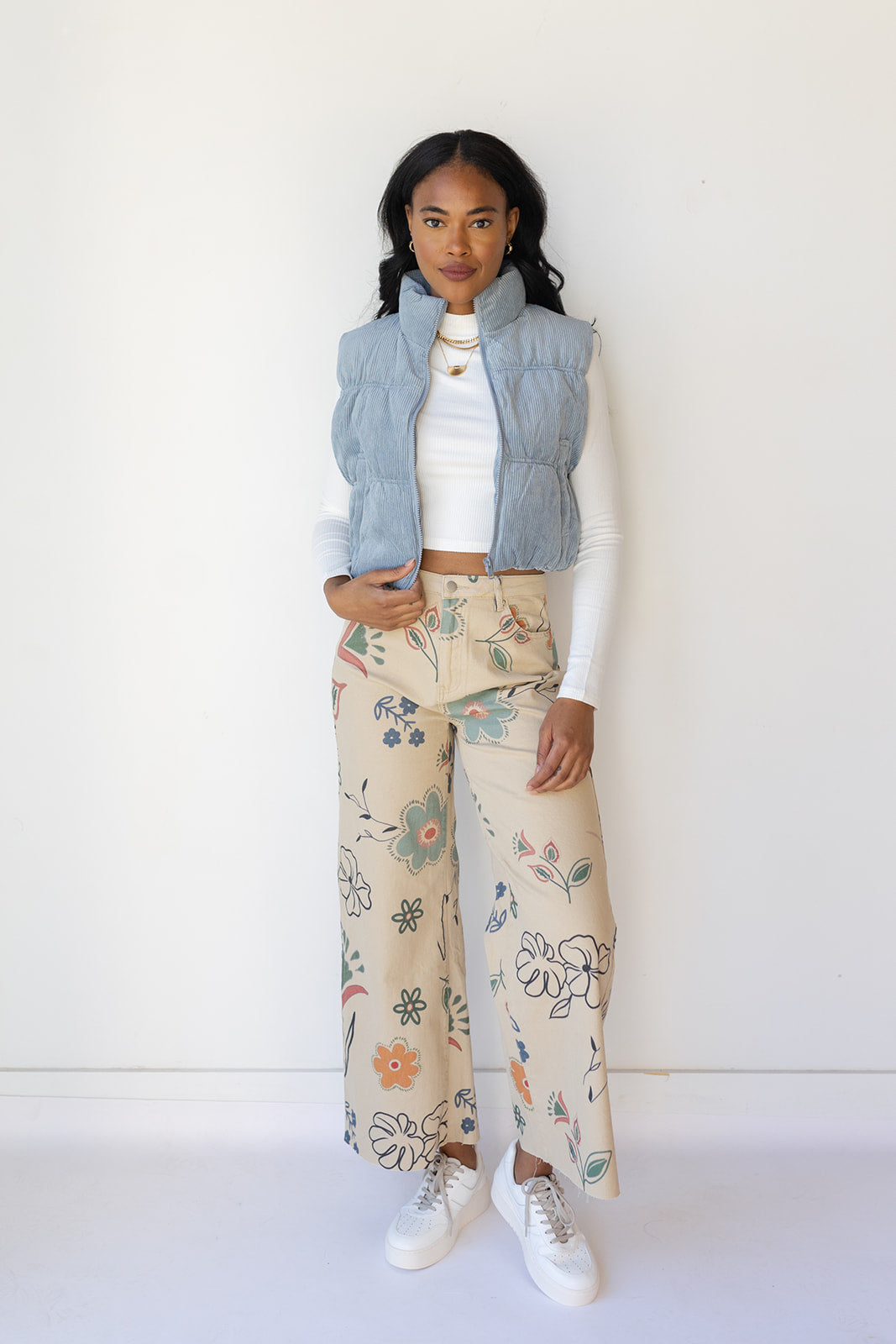 mode, cleo corduroy puffer vest