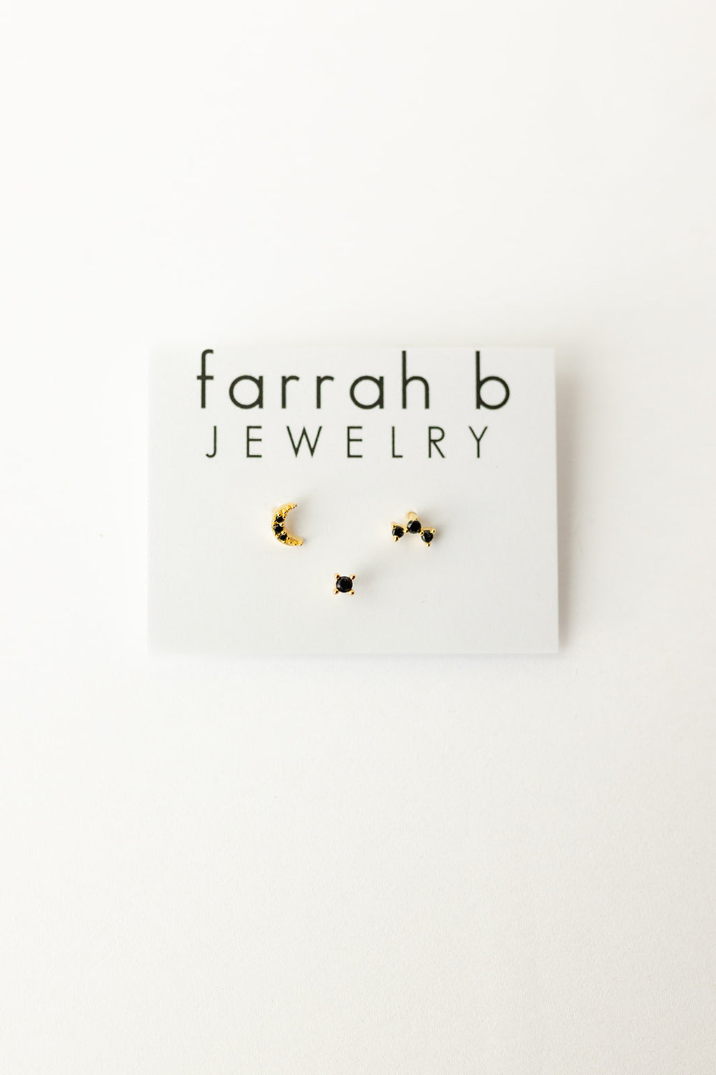 mode, single stud earring trio, black